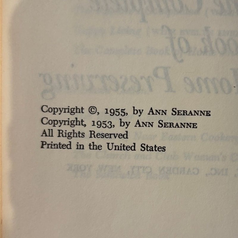 The Complete Book of Home Preserving Ann Seranne 1955 Canning Recipe Cookbook
