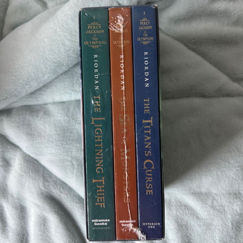 Percy jackson and the olympians books 1-3 paperback out of print SEALED boxed set