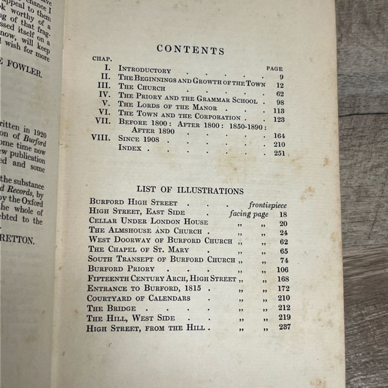 BURFORD Past and Present 1st Edition 1929 by M. Sturge Gretton , Preface W. Wade