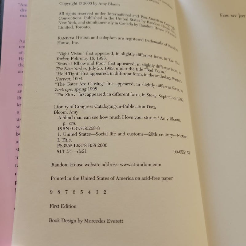 A Blind Man Can See How Much I Love You (AUTOGRAPHED 2000 First Edition)