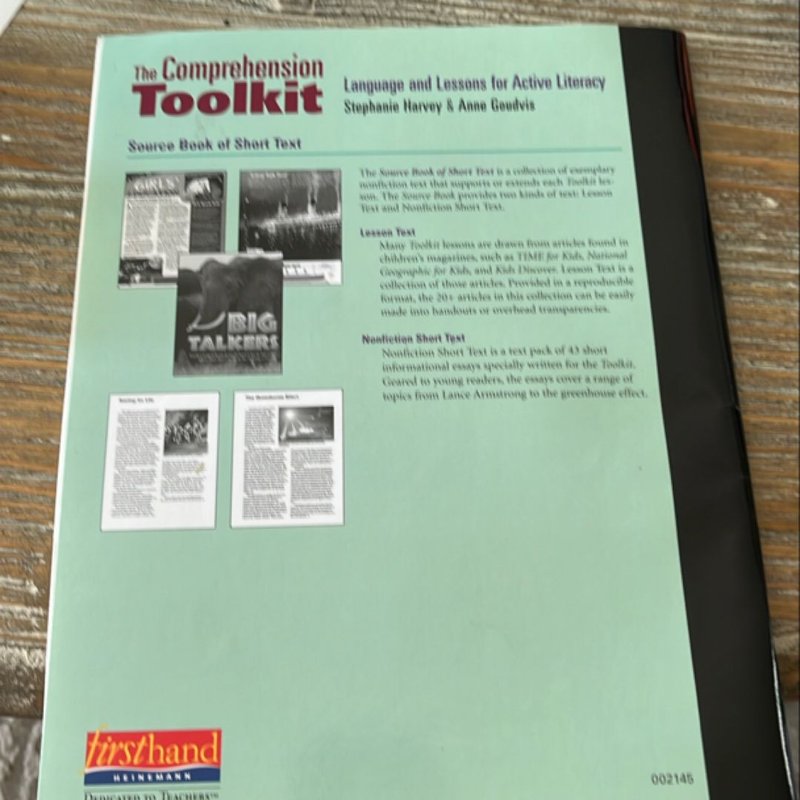 The Comprehension Toolkit by Stephanie Harvey, Anne Goudvis