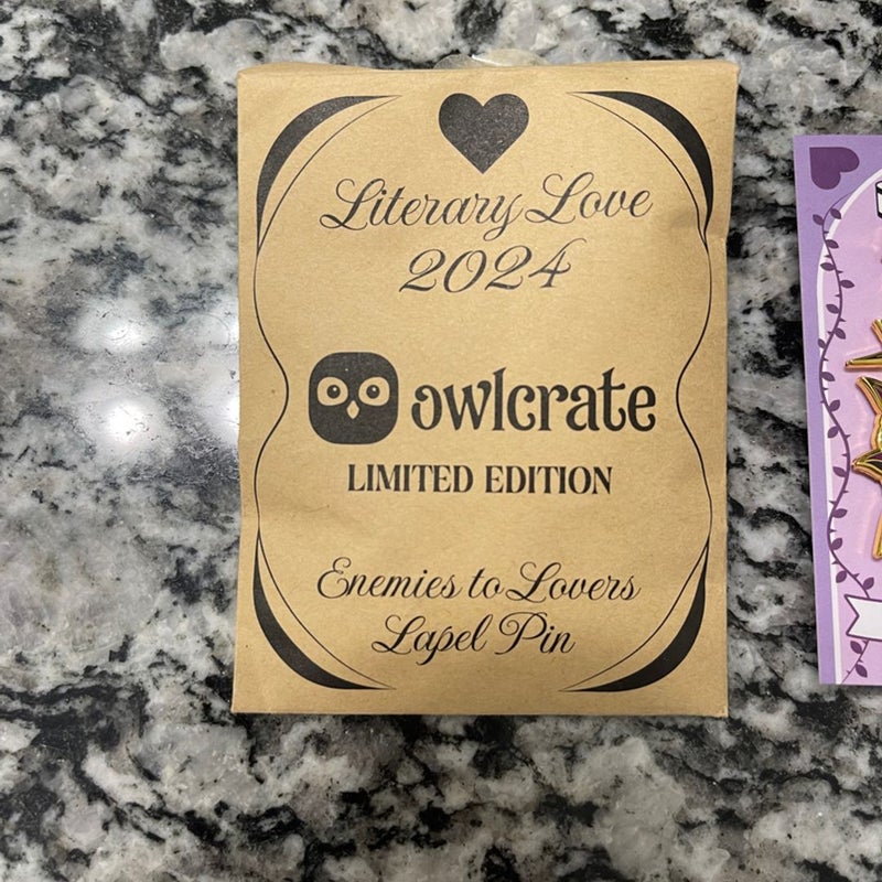 Owlcrate literary love enemies to lovers lapel pin 