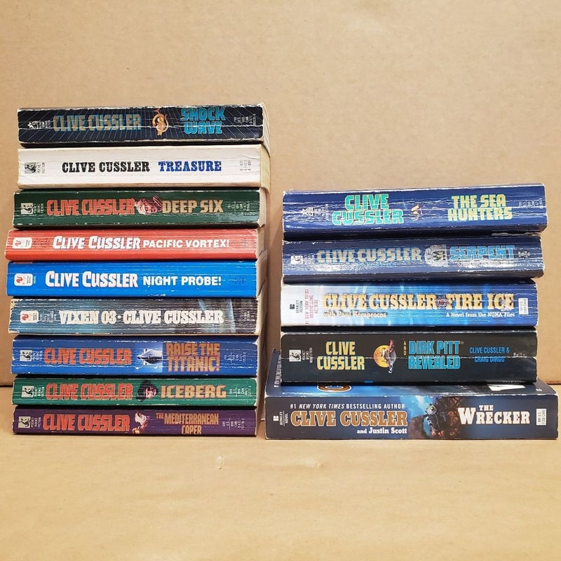 Clive Cussler Lot of 14 Paperback Books with Dirk Pitt Al Giordino