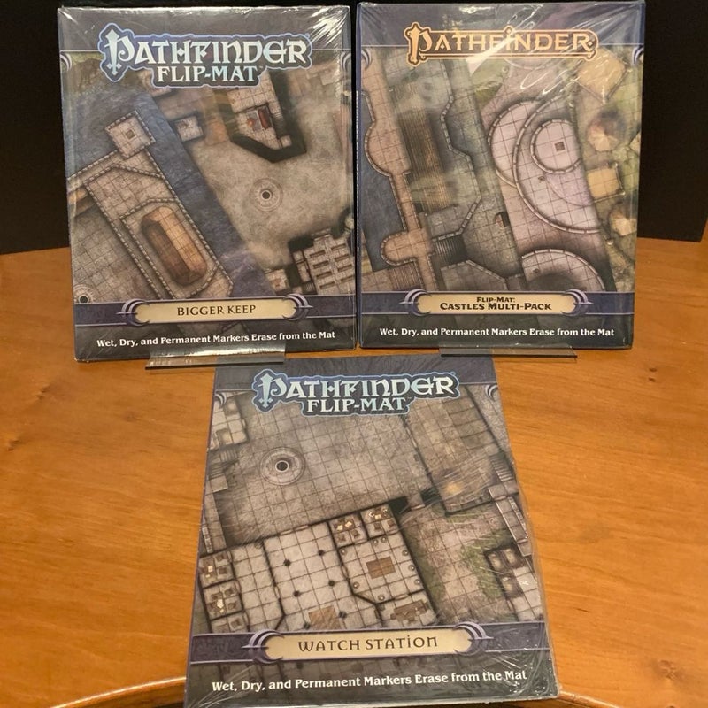 Pathfinder Flip-Mat Lot: Bigger Keep, Castles Multi-Pack, Watch Station NEW