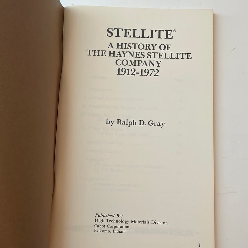 Stellite: A History of the Haynes Stellite Company 1912-1972