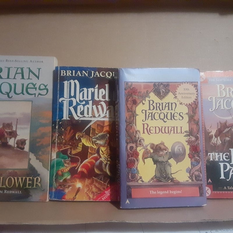 4 Redwall book lot Mariel,  Long Patrol, Mossflower