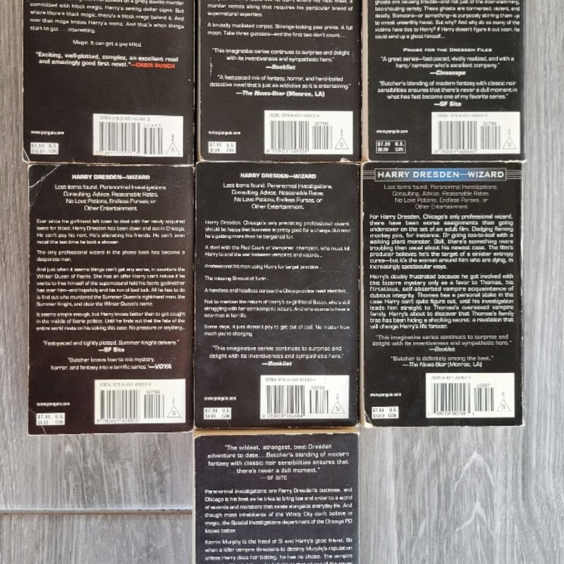 JIM BUTCHER DRESDEN FILES SERIES SET OF 7 PAPERBACK BOOKS #1 - 7 FIRST EDITION