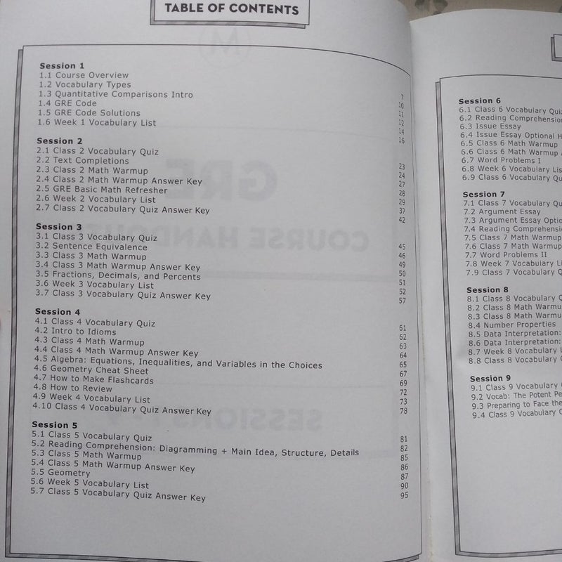 GRE Course Handout 