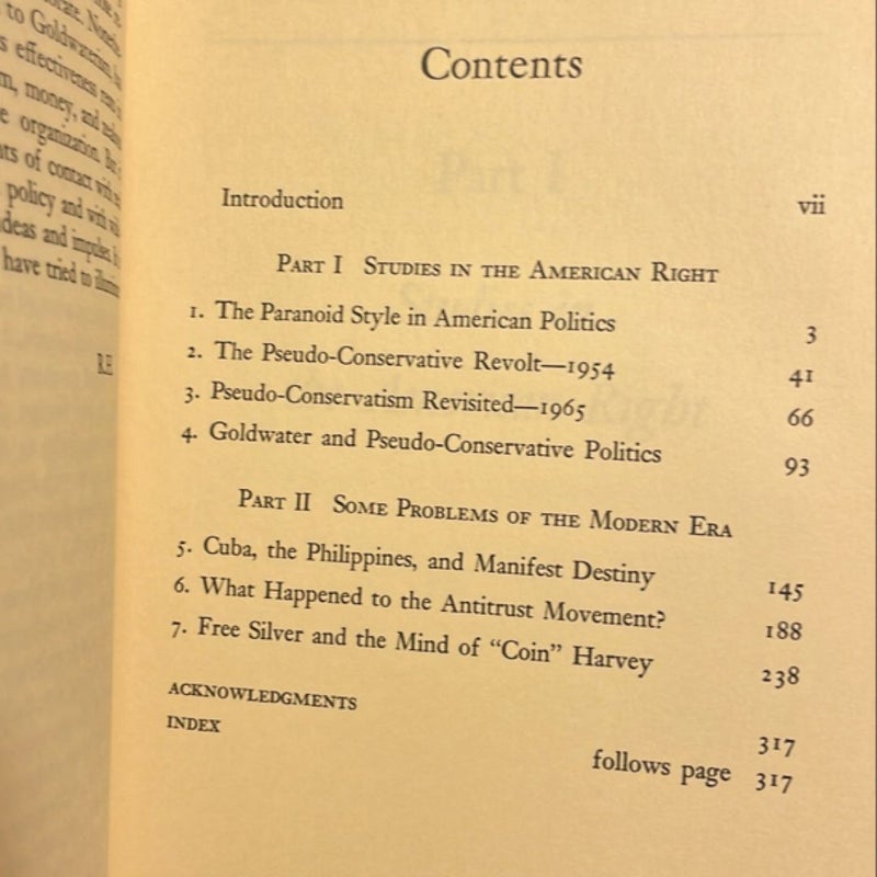 The Paranoid Style in American Politics and Other Essays (1965 First Edition)