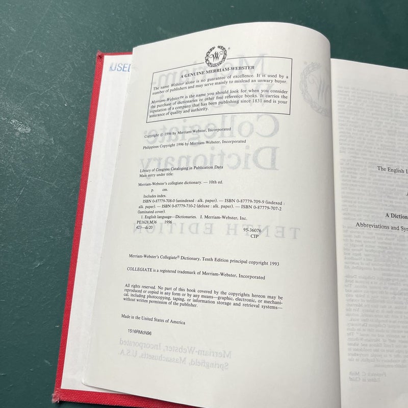Merriam Webster’s Collegiate Dictionary Tenth Edition