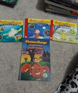 Curious George Haunted Halloween & 3 small curious george books (cgtv Reader)