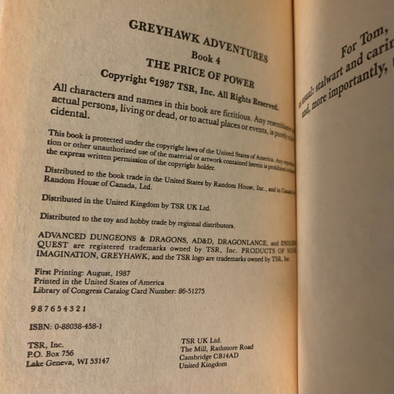 Vintage First Edition Greyhawk: Artifact of Evil, The Price of Power, White Plume Mountain, Descent into the Depths of the Earth