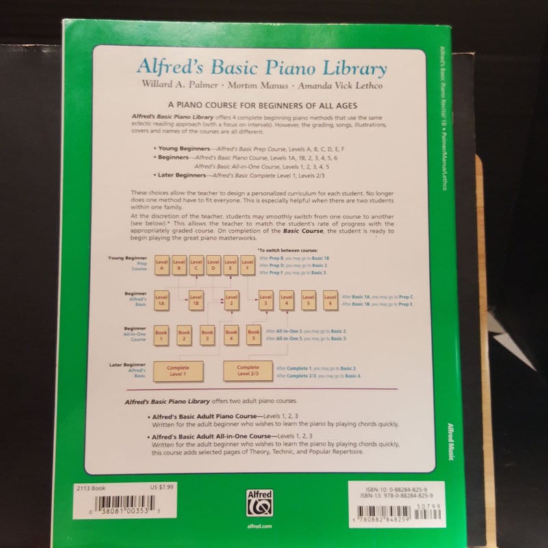 Alfred's Basic Piano Library Lesson Book, Bk 1A