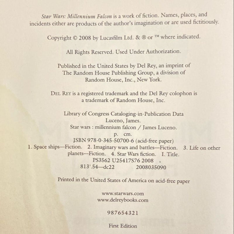 Star Wars Millennium Falcon (First Edition First Printing)