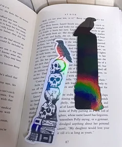 Holographic Raven Halloween Bookmark