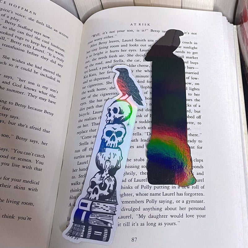 Holographic Raven Halloween Bookmark