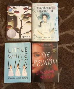 Bundle of 4 young adult books:  The Reunion, Speak, Little White Lies, The Awakening of Sunshine Girl