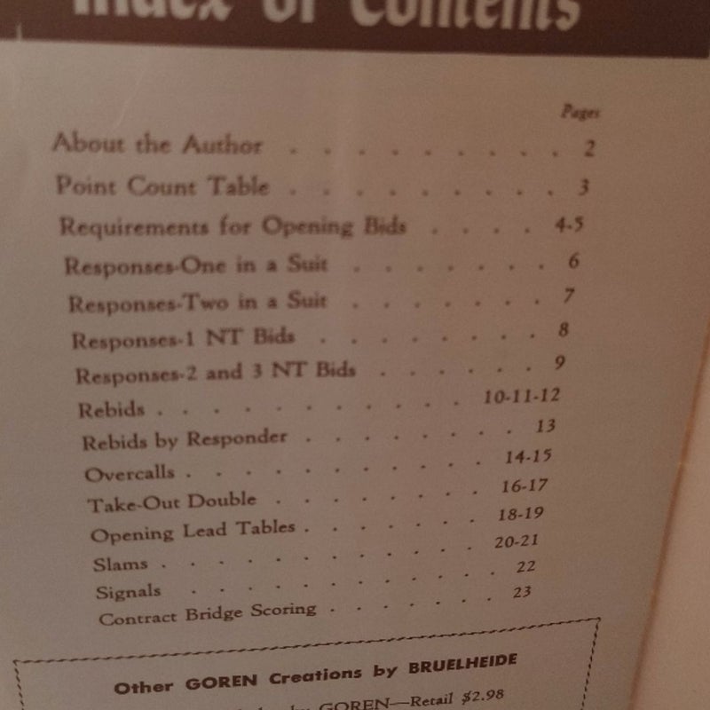 Play Bridge with Goren - Point Count Summary Booklet Revised Edition -Vintage