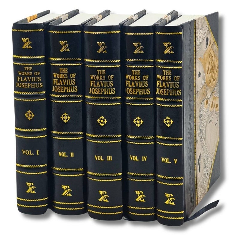 Works of Flavius Josephus - Five Volume Set Deluxe Leather Bound Edition