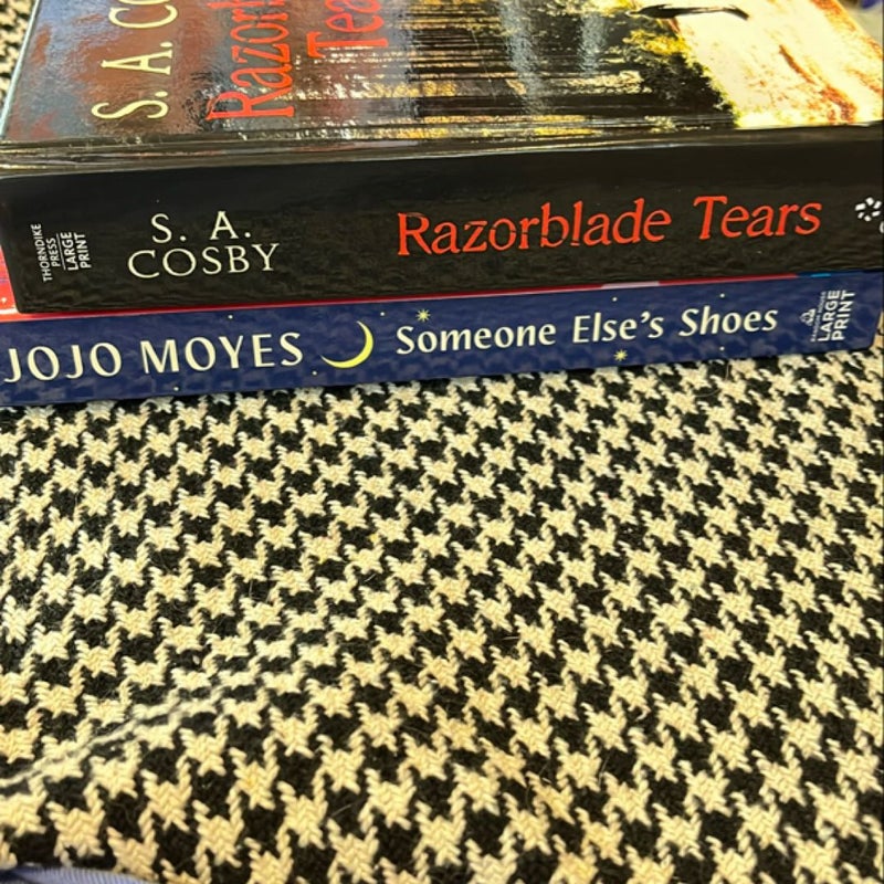 Large print bundle: Razorblade Tears and Someone Else’s Shoes