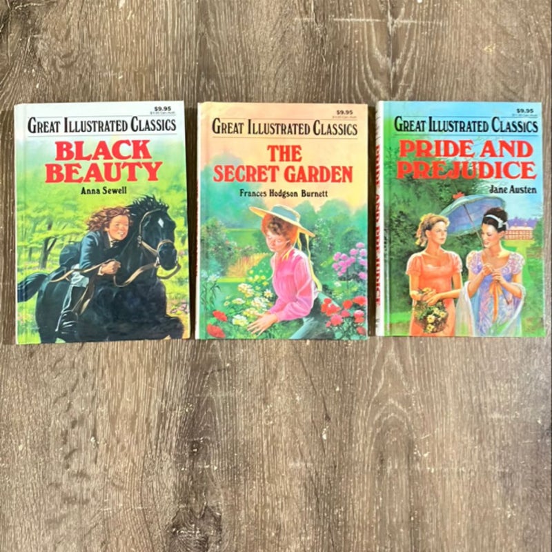 Great Illustrated Classics BUNDLE: Black Beauty, The Secret Garden, Pride and Prejudice