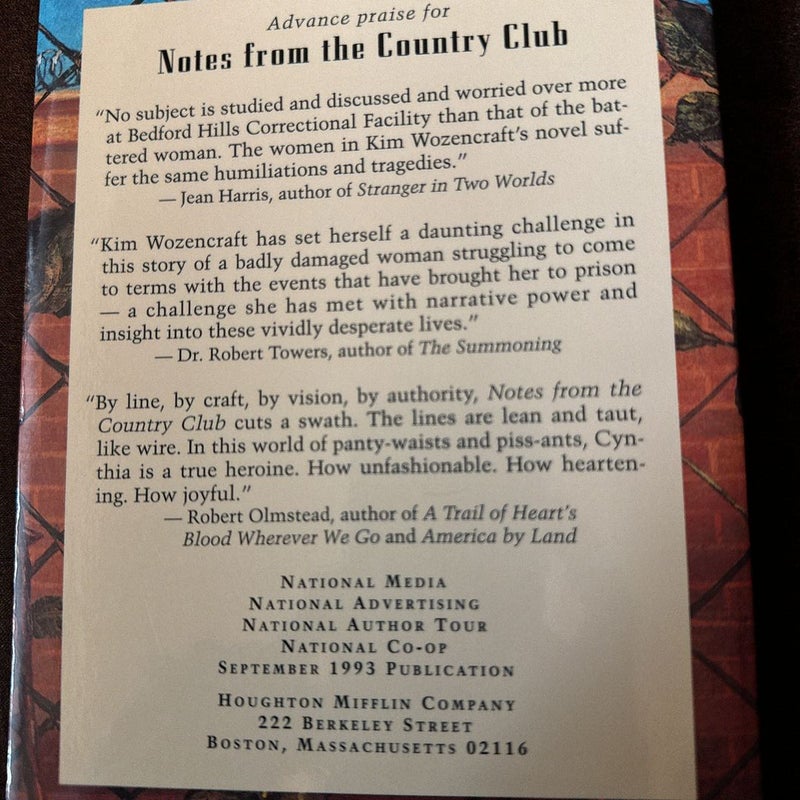 Notes From the Country Club advance reading copy *Signed