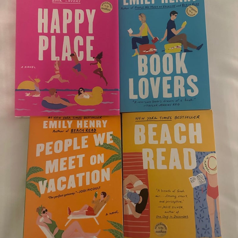 Emily Henry signed set beach read happy place book lovers people we meet on vacation 