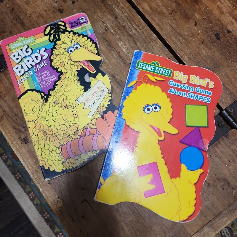 Big Bird's Color Game / Big Bird's Guessing Game About SHAPES Vintage Kids Books