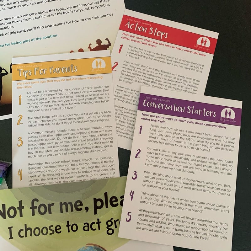 Not for Me, Please! I Choose to Act Green Little Justice Leaders Activity Pack