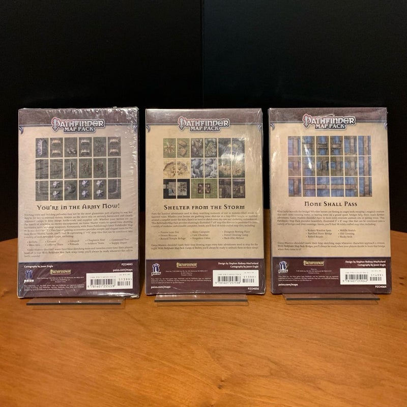 Pathfinder Map Pack Lot: Army Camp, Camps & Shelters, Bridges, NEW in wrap