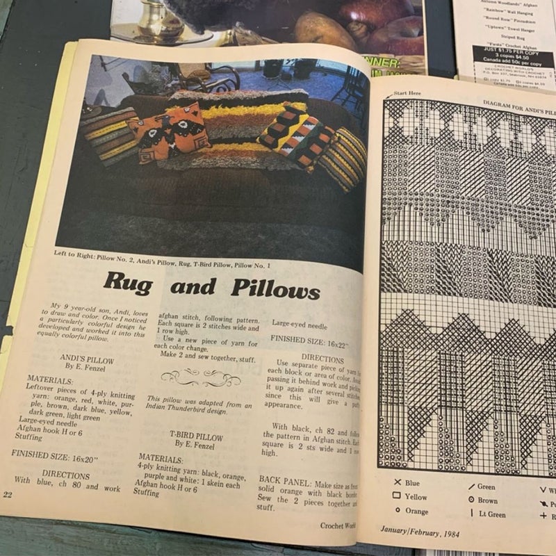 6 Vintage Crochet World Magazines from 1984