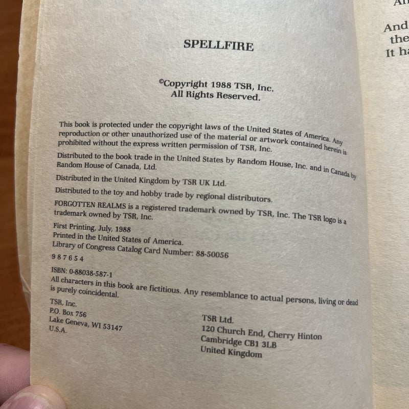 Spellfire Forgotten Realms Fantasy Adventure Paperback 1988