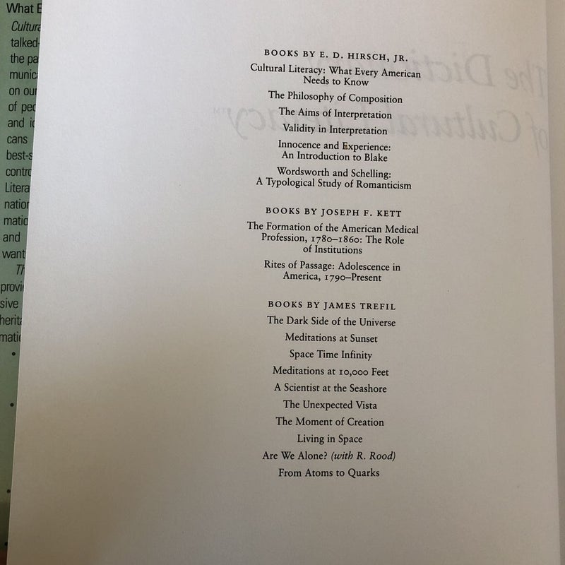 The Dictionary of Cultural Literacy