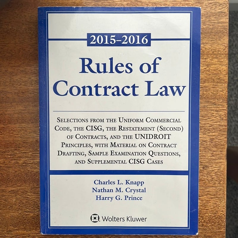 Rules of Contract Law 2015-2016 Statutory Supplement