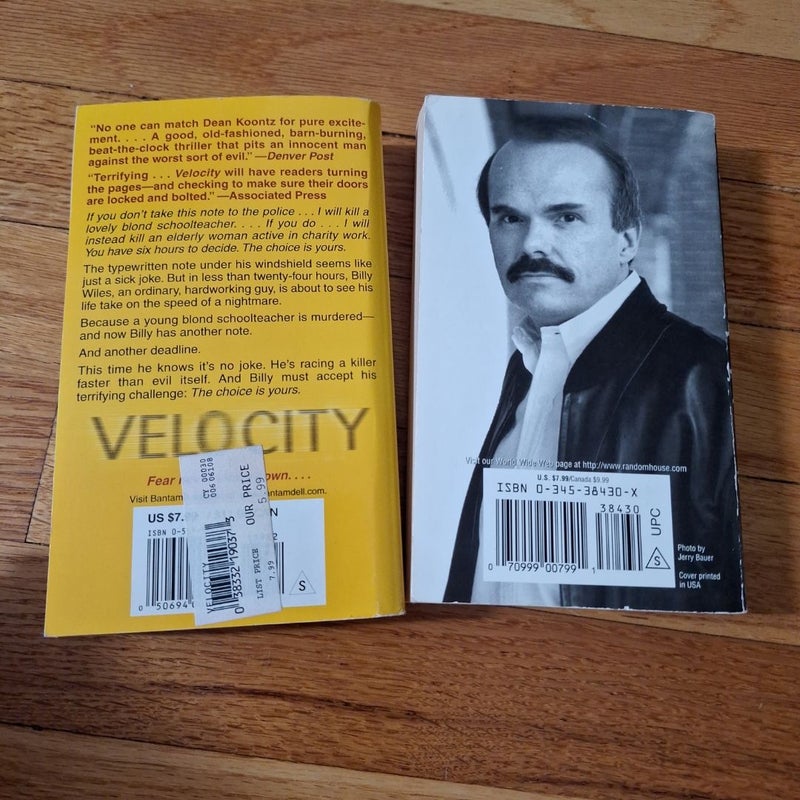 Velocity, TickTock Lot of 2 Dean Koontz books, set of 2