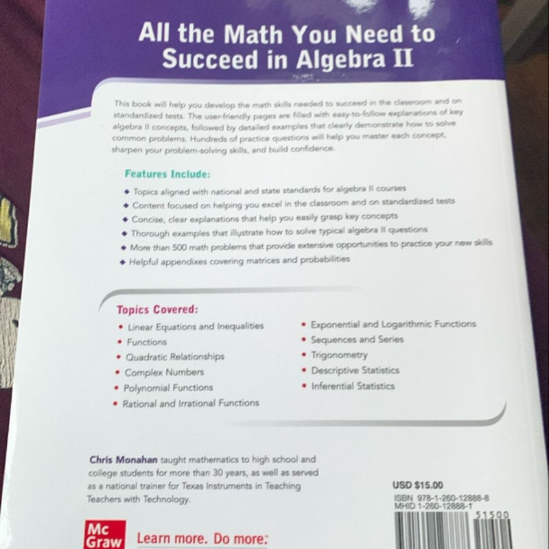 McGraw-Hill Education Algebra II Review and Workbook