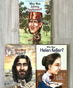 Lot of 3 Who Was Books Jesus Helen Keller Johnny Appleseed