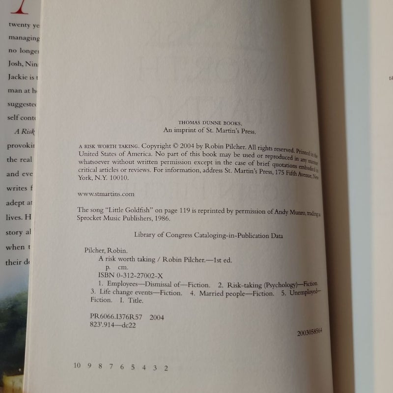 A Risk Worth Taking (2004 First Edition)