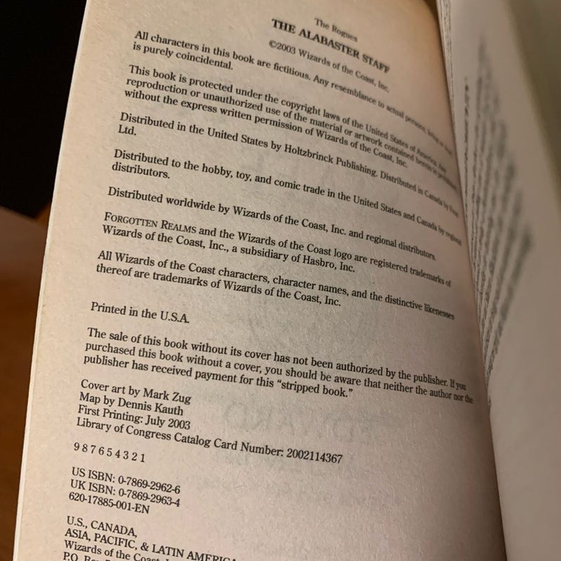Forgotten Realms: Rogues Series: The Alabaster Staff, The Black Bouquet, The Yellow Silk, All First Edition First Printing