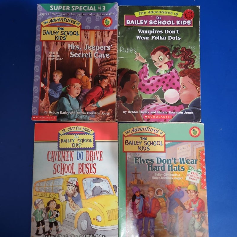 The Adventures of the Bailey School Kids 4-Pack (includes "Mrs. Jeepers' Secret Cave,""Elves Don't Wear Hard Hats,""Vampires Don't Wear Polka Dots. " & "Cavemen Do Drive School Buses."