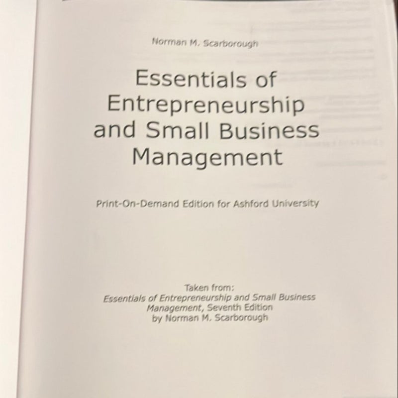 Essentials of Entrepreneurship and Small Business Management 