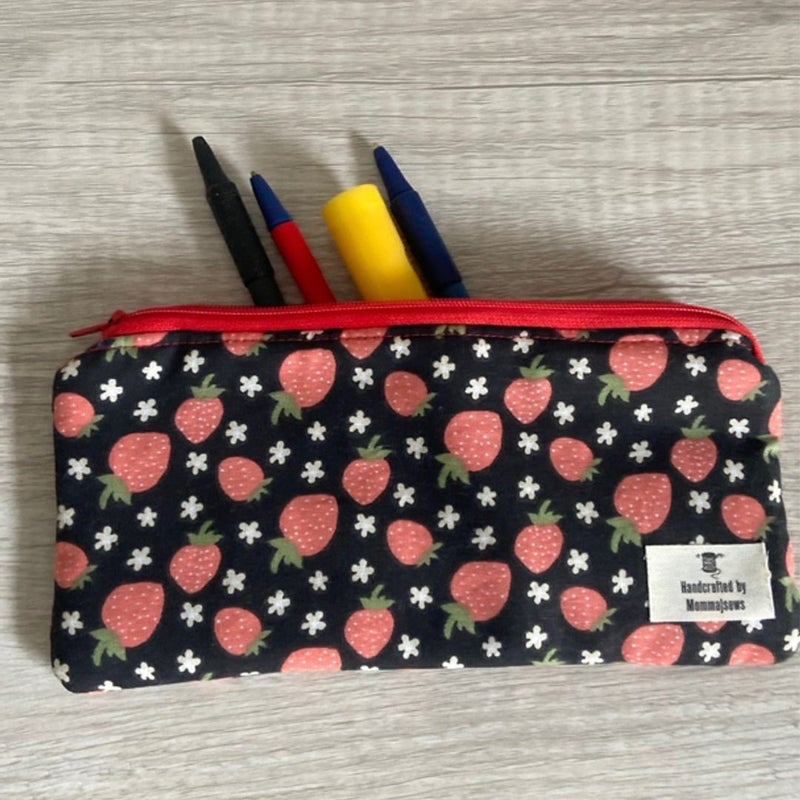 Strawberry pencil case handmade 
