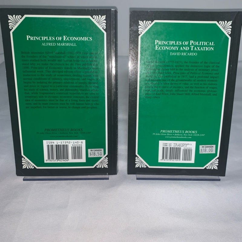 Lot Of 2 Principles of Economics by Marshall Alfred And David Ricardo Great Mind