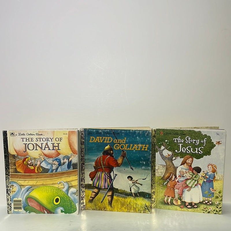 Little Golden Books Bible Story(3 Book)  Bundle: The Story of Jonah, David and Goliath, & The Story of Jesus 