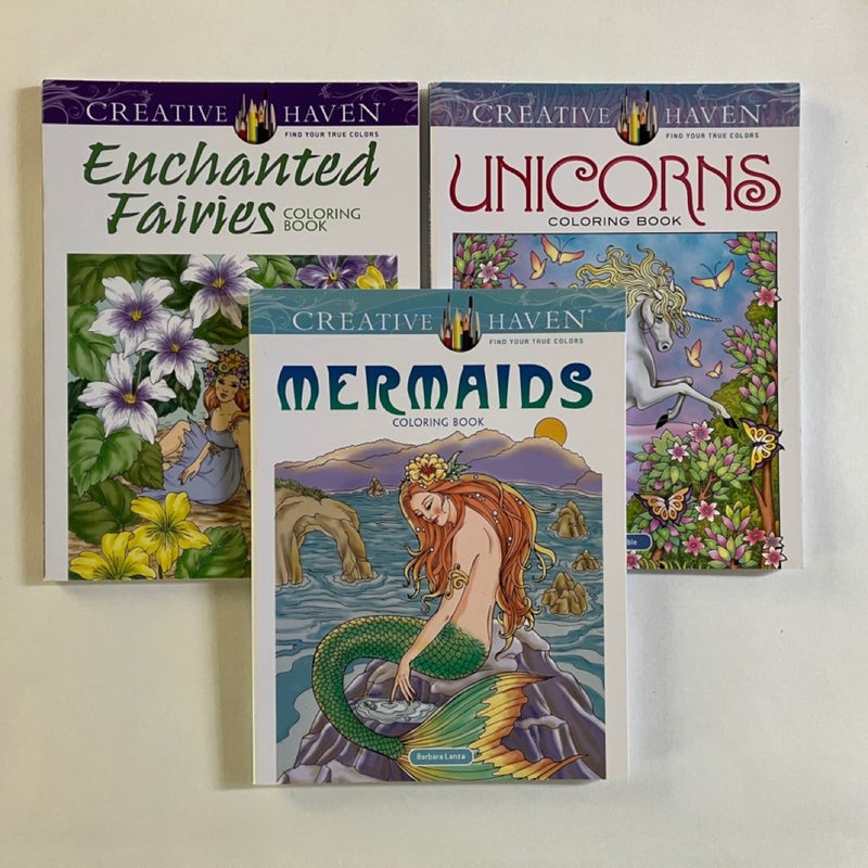 Creative Haven Mermaids, Enchanted Fairies, Unicorns Adult Coloring Books