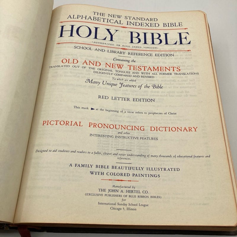 Holy Bible Hertel Blue Ribbon 1957 Revised New Standard Reference KJV Red Letter 