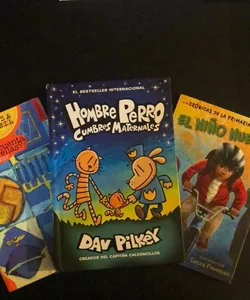 Set of 3 books in Spanish including Dog Man Hombre Perro: Cumbres Maternales (Dog Man: Mothering Heights)