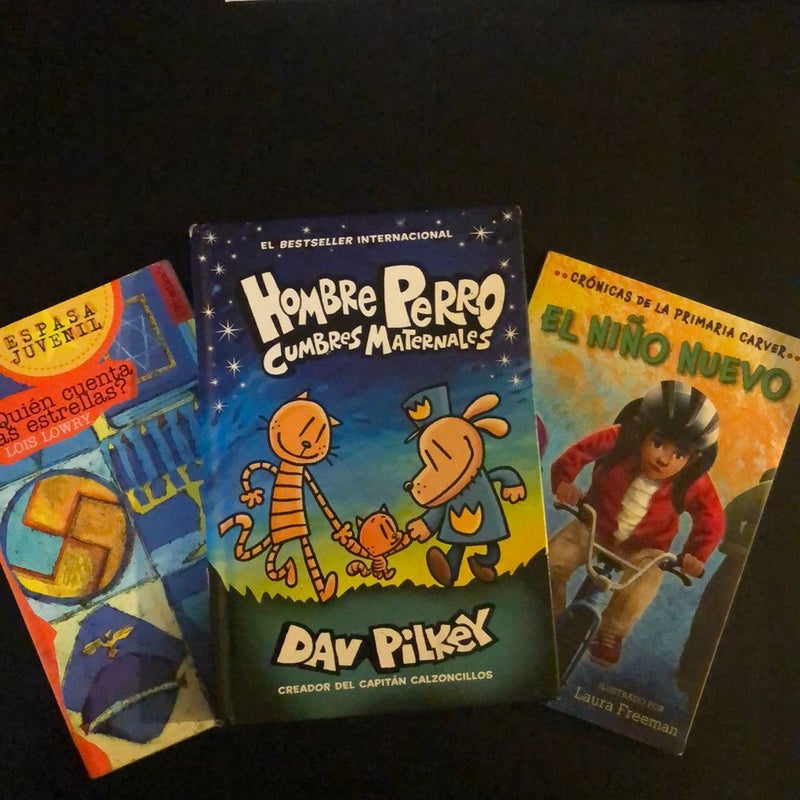 Set of 3 books in Spanish including Dog Man Hombre Perro: Cumbres Maternales (Dog Man: Mothering Heights)