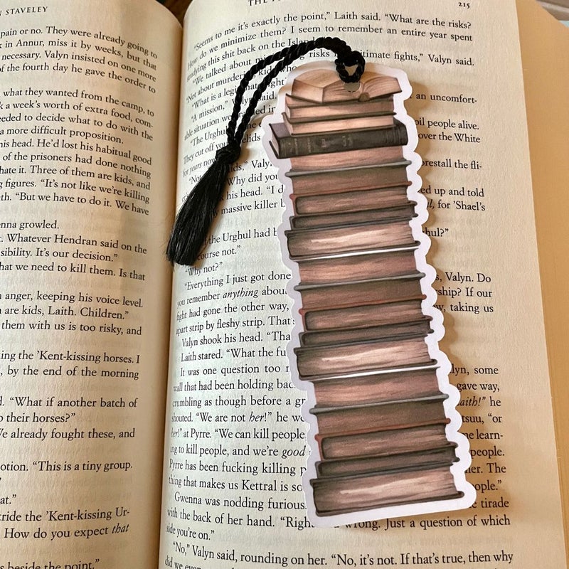 Brown Book-stack Bookmark with Black Tassel 