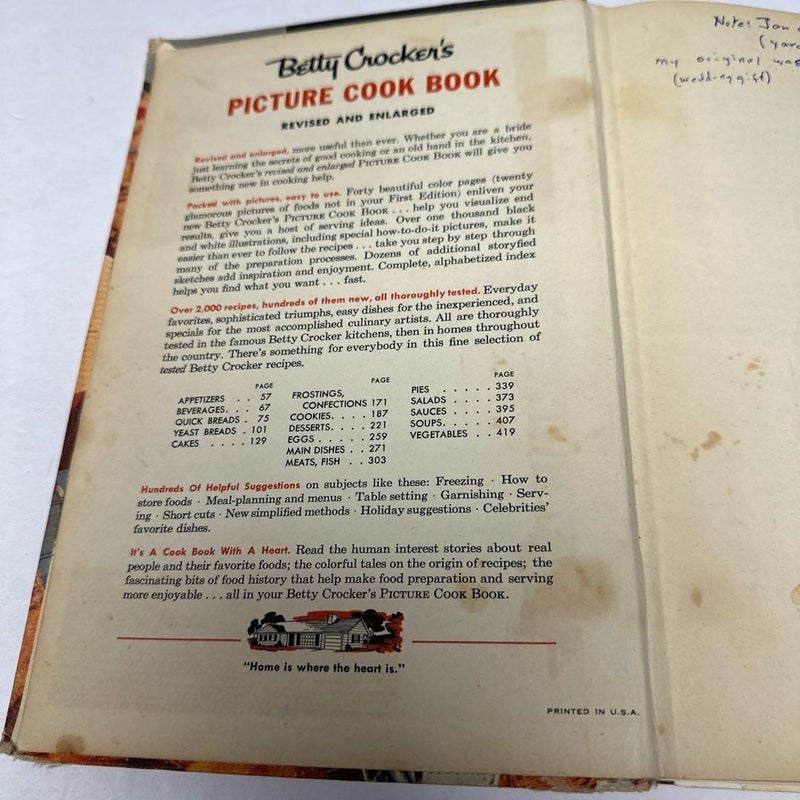 Betty Crocker's Picture Cookbook Second Edition 2nd Printing 1956 McGraw-Hill